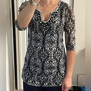 Cleo Petites Black and Grey Tunic with Embroidery and Jewels